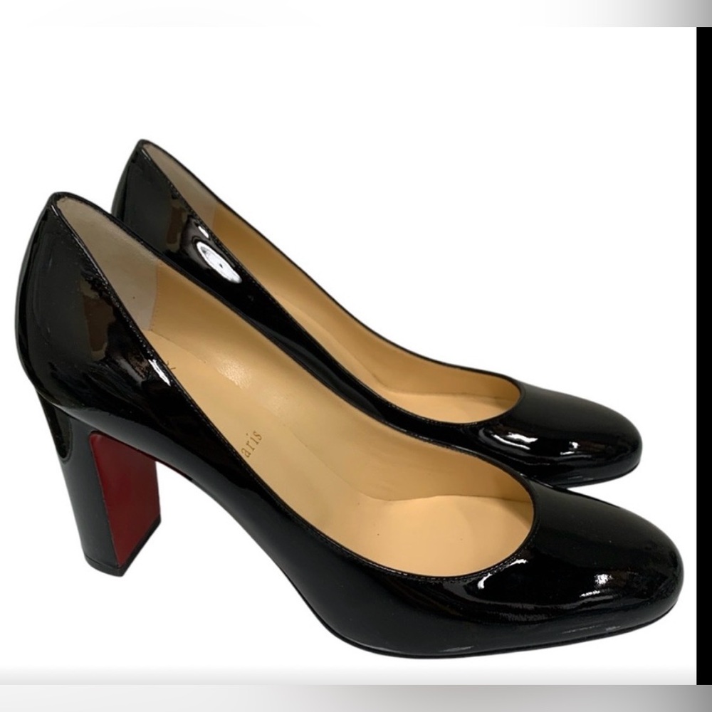 NWOT Christian Louboutin Black Patent Leather Baobab 85 Pumps